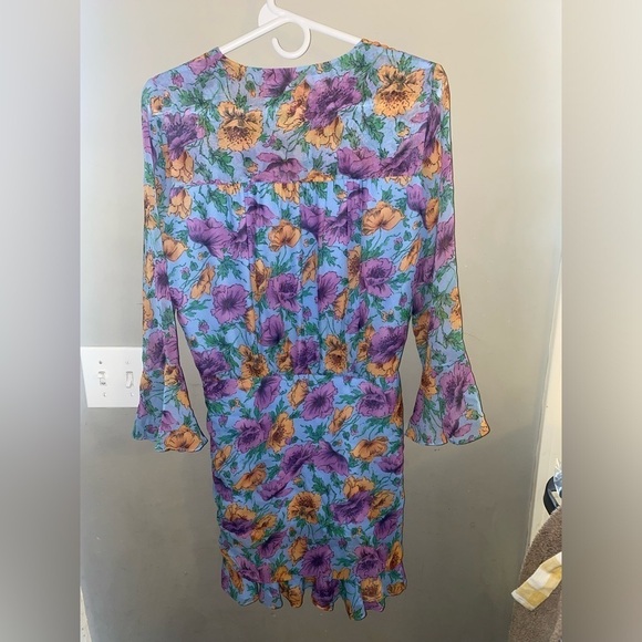 Veronica Beard Sean Floral Ruffle Silk Dress Size 4 - Picture 5 of 8